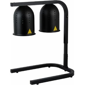 Restaurantware-Hi Tek Food Heat Lamp with Dual 250W Bulb, 1 Electric Catering Heat Lamp - Adjustable Stand, Standalone, Black Aluminum 2 Head Food Warming Light, Portable, for Buffet Or Foodservice
