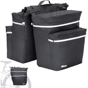 Bike Panniers, 34L Upgraded Water Resistant Saddle Bags for Bicycle Rear Racks, Bike Accessories for Mountain, Road & Electric Bikes, Bike Bag for Commuting Black