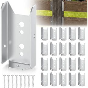2x4 Fence Brackets for Wood,Fence Post Bracket,2x4 Brackets for Wood Rail,Deck Bracket Connectors for 2"×4" (Actually 1.5"x3.5") Wood Post with 80pcs Screws
