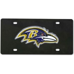 FANMATS 41399 NFL - Baltimore Ravens Black Diecast License Plate | Black | 12"x6" | Raven Head Primary Logo