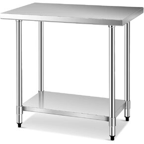LUARANE 36" x 24" NSF Stainless Steel Food Work Table, Commercial Kitchen Food Preparation Table with Adjustable Storage Shelves, Suitable for Kitchens, Warehouses, Workshops