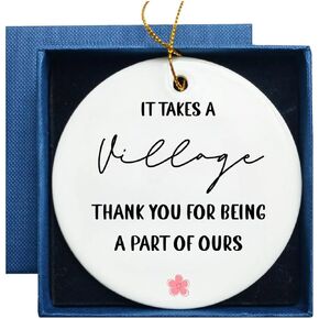 Teacher Appreciation Gift, Thank You Gift, Child Care Worker Gift, Helper Gift, Neighbor Ornament, Ceramic Keepsake, It Takes a Village
