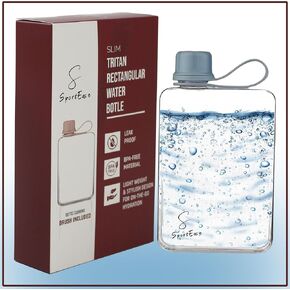 500ml Clear Flat Water Bottle With Cleaning Brush – Sleek & Minimalist, BPA-Free Leak-Proof Bottle for Gym, Travel, and Daily Use, Slim Portable Reusable Bottle for All Ages (Transparent)