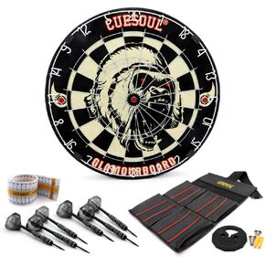 CUESOUL GLAMOURBOARD TRI-Eyes Official Size Sisal Bristle Dartboard Set with Extra Steel Tip Darts 6 Pack with or Without Dartboard Surround Wall Protector for Your Choice