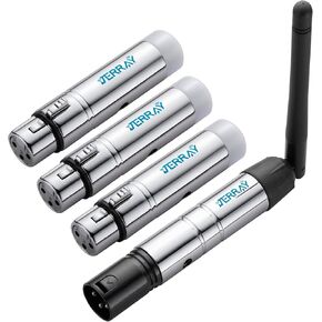 JERRAY 4Pcs DMX Wireless 3 Female Receivers &1 Male Transmitter Control 2.4G Dfi DJ Short version for Led Stage PAR Party Light