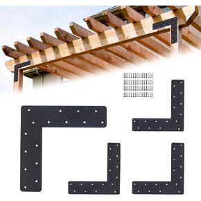 4 Pcs Straight Steel Plate, I Shape Flat Bracket (Actual 11.8“L x 3"W), Heavy Duty Black Flat Straight Mending Bracket Plate for 4"x4",6"x6"Repairing House Beams, Furniture, Gazebos, Truss Frames