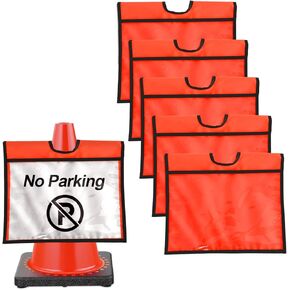 RoadHero 6 Pack Traffic Cone Sleeve with Pockets, Orange Traffic Warning Sign Cover for Outdoor Activity Warning, Construction Signs, Sports Training, Parking Lots