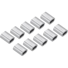 100 Pack Aluminum Crimping Loop Sleeve Oval - 3/64" Wire Rope Fastener Apply for Garden Fence (6x4.5mm)