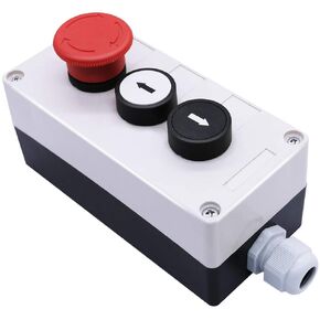 mxuteuk 1 NO Black 1 NO White momentary Switch Control Left-Right，1NC Red Mushroom Emergency Stop Latching Switch Station Box Switch Pushbutton Switches HZ-JTZY