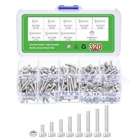 uxcell Hex Socket Bolts Kits (M3), 304 Stainless Steel Hexagon Socket Drive Screw, Silver Tone