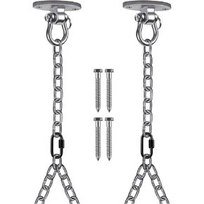 BeneLabel Set of 2 Heavy Duty Porch Swing Hanging Chain Kit, Hammock Chair Hardware for Indoor Outdoor Playground Hanging Chair Hammock Chair Punching Bags, 4 Screws for Wooden, 1000LB Capacity, 81"