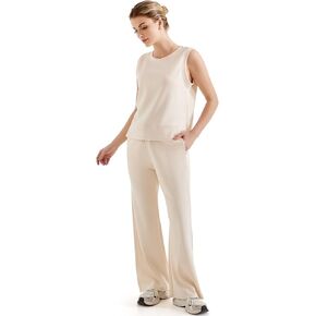 SUUKSESS Women 2 Piece Lounge Matching Sets Wide Leg Sweatpants Sleeveless Tops