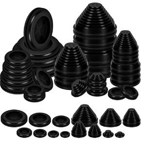 Hilitchi 28PCS 7 Sizes Rubber Grommets Assortment Kit 7/8" 1" 1-3/16" 1-3/8" 1-19/32" 2" 2-3/8" Tower Shaped Rubber Grommet Double-Sided Rubber Grommet for Electrical Appliance Grommet Wire Protection