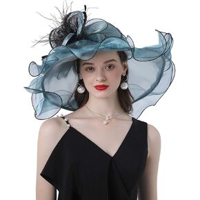 Women Hats Headband Hairpin Organza Fascinator Church Hat Floral Tea Party Wedding Hat