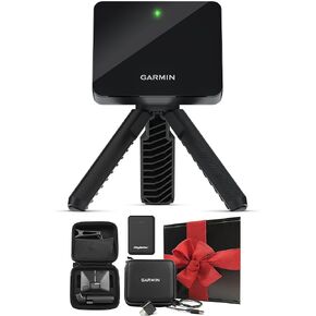 PlayBetter Garmin Approach R10 Portable Golf Launch Monitor & Simulator Gift Box Bundle - Great for Home, Outdoor & Indoor, Projector Compatible - Includes Portable Charger, Case, Tripod & Adapter
