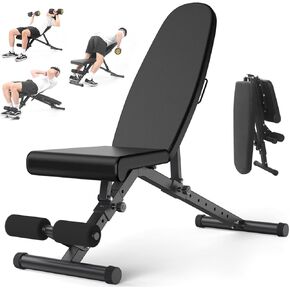 Adjustable Weight Bench, 900 Lbs Capacity, 8 Backrest & 3 Seat Positions, Adjustable Bench for Full Body Workout, Space-Saving Foldability, for Indoor Workout, Home Gym (Black)