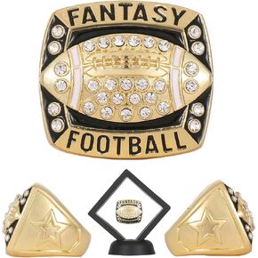 Fantasy Football Championship Ring League Champion Trophy Rings Premium Award for Winner