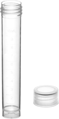 Qwork 10ml Lab البلاستيك التجميد أنابيب الاختبار الحاوية قارورة ستم الحاوية ، 100 PCS حاويات بلاستيكية زجاجات فارغة للبحث العلمي والتعليم in Saudi Arabia
