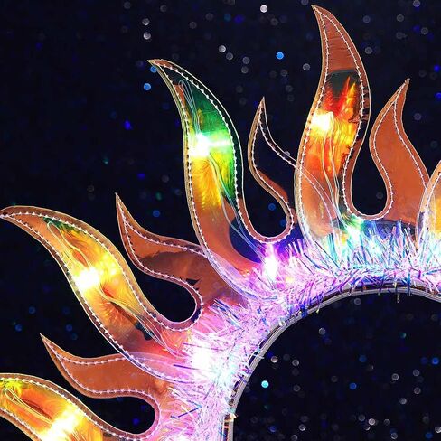 DRESBE Light Up Headband LED Fire Headbands Flame Hair Hoop Party Prom Rave Hair Accessories for Women (Yellow Light) in Kuwait