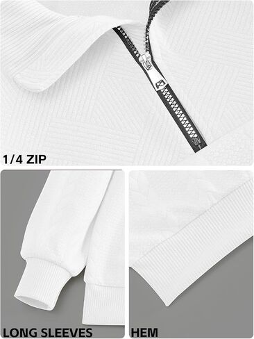 Mens Quarter Zip Pullover Quilted Sweatshirt Knit Long Sleeve Mock Neck Sweater Polo Shirt in Saudi Arabia