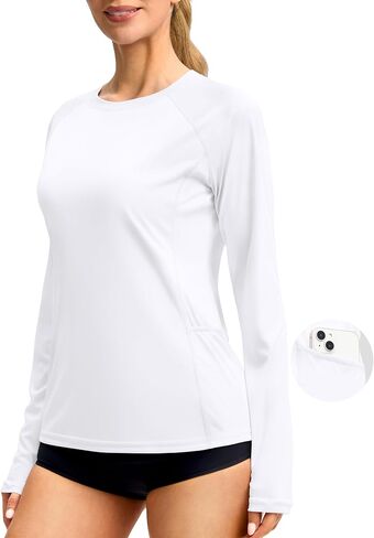 Viodia Rash Guard للنساء UPF 50+ SPF UV قمصان طويلة الأكمام للحماية من الشمس Dri Fit المشي لمسافات طويلة قميص السباحة مع جيوب in Kuwait