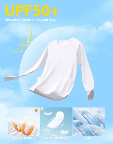 Viodia Rash Guard للنساء UPF 50+ SPF UV قمصان طويلة الأكمام للحماية من الشمس Dri Fit المشي لمسافات طويلة قميص السباحة مع جيوب in Kuwait