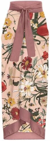 IBTOM CASTLE المرأة قطعة واحدة ملابس السباحة مع تغطية طويلة تنّورة ملفوفة قطعتين ثوب السباحة ريترو مونوكيني الصيف الشاطئ الزي in Kuwait