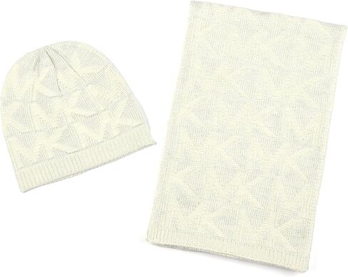 Michael Kors womens Metallic Beanie & Scarf Set, Stylish & Warm Fashion Accessories for Women in Saudi Arabia
