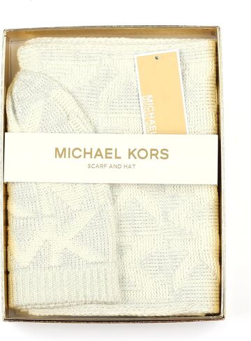 Michael Kors womens Metallic Beanie & Scarf Set, Stylish & Warm Fashion Accessories for Women in Saudi Arabia