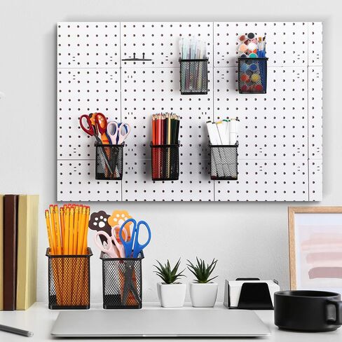 6 Sets Pegboard Cups with Hooks Pegboard Pen Holders Square Pegboard Bins Metal Pencil Holder Cup for Pegboard Black Peg Board Organizer Accessories for Office Craft Room Garage Tool in Saudi Arabia