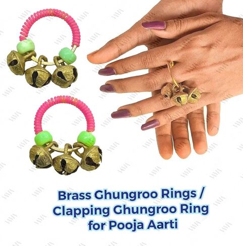 VAMA FASHIONS Traditional Brass Ghungroo Clapping Anguthi Finger Ring for God Godess Bhajan Kirtan Aarti and Pooja in Saudi Arabia