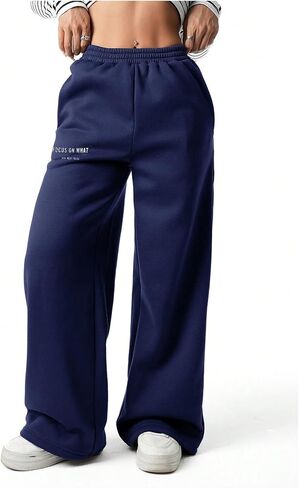 Girl's Baggy Pants Elastic High Waist Wide Leg Sweatpants Casual Joggers Long Pants Trousers Trendy in Saudi Arabia