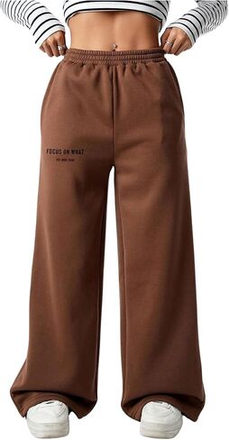 Girl's Baggy Pants Elastic High Waist Wide Leg Sweatpants Casual Joggers Long Pants Trousers Trendy in Saudi Arabia