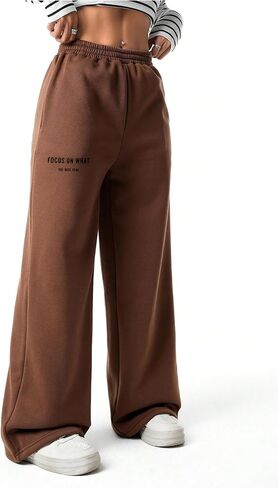 Girl's Baggy Pants Elastic High Waist Wide Leg Sweatpants Casual Joggers Long Pants Trousers Trendy in Saudi Arabia