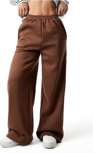 Girl's Baggy Pants Elastic High Waist Wide Leg Sweatpants Casual Joggers Long Pants Trousers Trendy in Saudi Arabia