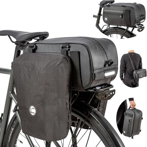 Bike Trunk Bag Bicycle 26L Storage Pannier Saddle Bag 3-in-1 Multifuction Rear Bike Cargo Rack Bags with Reflective Strips Waterproof Travel Accessories Expandable Luggage Trunk Bag For Cycling in Saudi Arabia