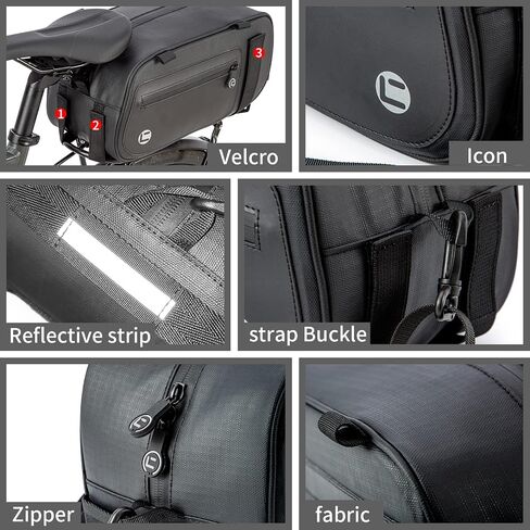 Bike Trunk Bag Bicycle 26L Storage Pannier Saddle Bag 3-in-1 Multifuction Rear Bike Cargo Rack Bags with Reflective Strips Waterproof Travel Accessories Expandable Luggage Trunk Bag For Cycling in Saudi Arabia