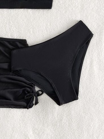 SHENHE Girl's 3 Piece Cute High Waisted Spaghetti Strap Swimsuit Bikini Sets with Beach Skirt in Saudi Arabia