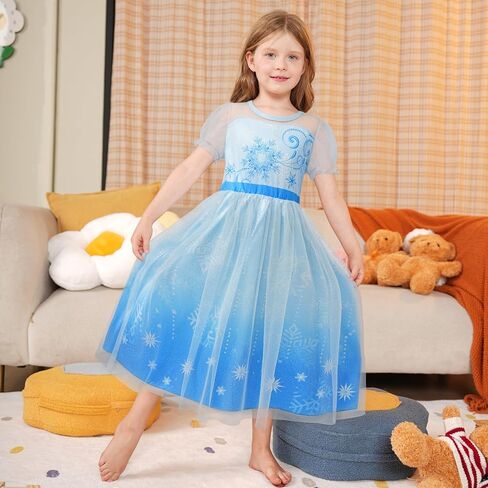 LQSZ Girls Nightgown Princess Dress Puff Sleeve Toddler Pajama Gown Unicorn Casual Princess Nightgown for Toddlers 4 5T in Saudi Arabia