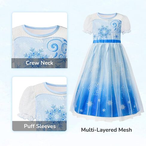 LQSZ Girls Nightgown Princess Dress Puff Sleeve Toddler Pajama Gown Unicorn Casual Princess Nightgown for Toddlers 4 5T in Saudi Arabia