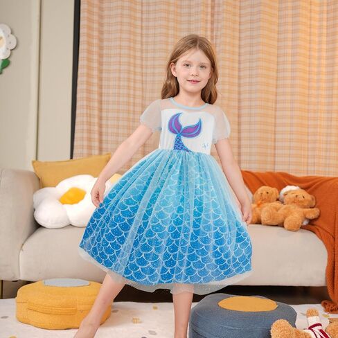 LQSZ Girls Nightgown Princess Dress Puff Sleeve Toddler Pajama Gown Unicorn Casual Princess Nightgown for Toddlers 4 5T in Saudi Arabia