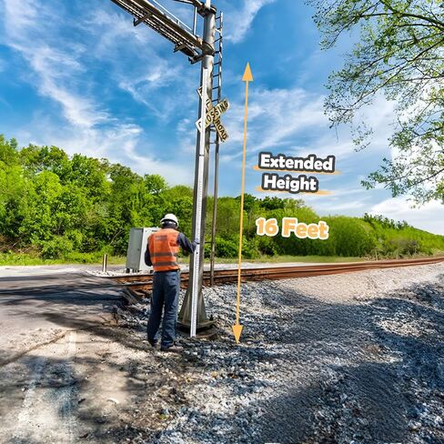 قضيب درجة، 16 قدم/10 أقسام قضيب قياس تلسكوبي، مقياس مزدوج الجوانب 1/10 بوصة عصا قضيب تسوية، قضيب مسح من سبائك الألومنيوم مع مستوى الفقاعات وحقيبة حمل للمنازل والجدران والأرضيات in Kuwait