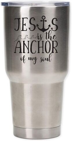 كوب سفر بغطاء من الفولاذ المقاوم للصدأ سعة 30 أونصة من Jesus is the Anchor of My Soul in Kuwait