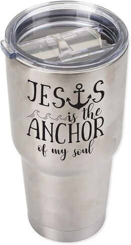 كوب سفر بغطاء من الفولاذ المقاوم للصدأ سعة 30 أونصة من Jesus is the Anchor of My Soul in Kuwait