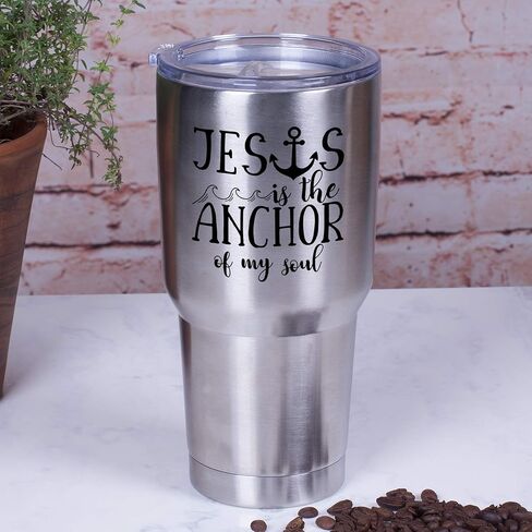 كوب سفر بغطاء من الفولاذ المقاوم للصدأ سعة 30 أونصة من Jesus is the Anchor of My Soul in Kuwait