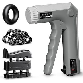 Hand Grip Strength Trainer Kit - 5 Pack Hand Gripper Training Set with Adjustable Resistance 2 Finger Stretchers Extenders Finger Exerciser Forearm Workout Ring Exercise Equipment Gray