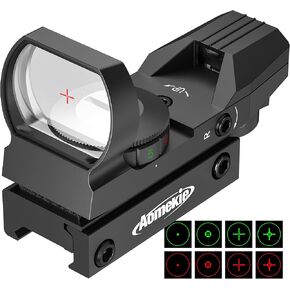 Aomekie Red Green Dot Gun Sight Scope with 4 Reticles, Reflex Sight Tactical with 20mm Mount Rail