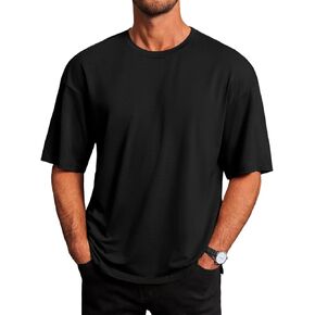 Runcati Mens Casual T-Shirts Short Sleeve Lightweight Oversized Summer Cotton Tee Beach Crew Neck Tops