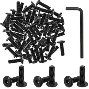 Blulu 50 Pcs M6 x 20mm Flat Head Hex Socket Cap Screws Bolts, Carbon Steel Furniture Bolts Full Thread M6x20mm Bolt Hex Drive Bolt Fasteners Socket Head Screws with Black Hex Spanner