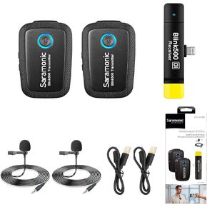 Saramonic Microphones Blink 500 B4 (TX+TX+RXDi), Dual-Channel Wireless Lavalier Microphone System for iPhone iOS Devices- Great for Vlogging, Filming, Recording, Live Stream